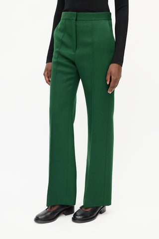 Celine Green Wool Pleated Trouser