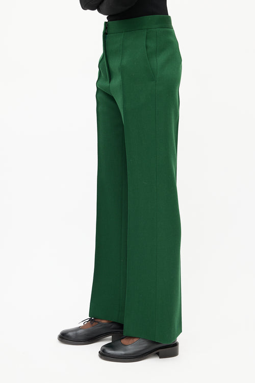 Celine Green Wool Pleated Trouser