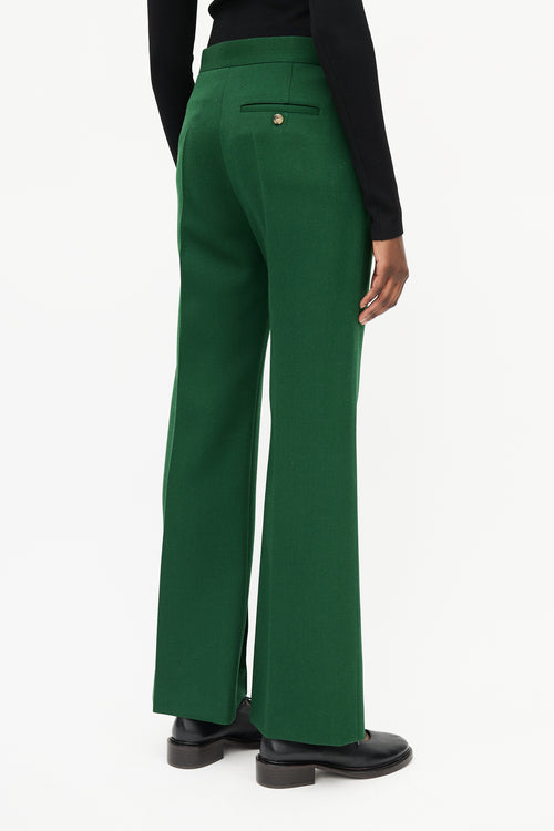 Celine Green Wool Pleated Trouser