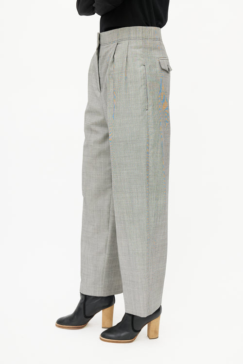 Celine Grey 
Black Pleated Wool Trouser