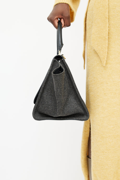 Celine Grey 
Black Trapeze Wool Bag