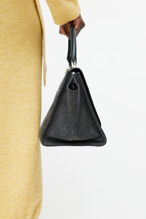 Celine Grey 
Black Trapeze Wool Bag