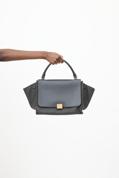 Celine Grey 
Black Trapeze Wool Bag