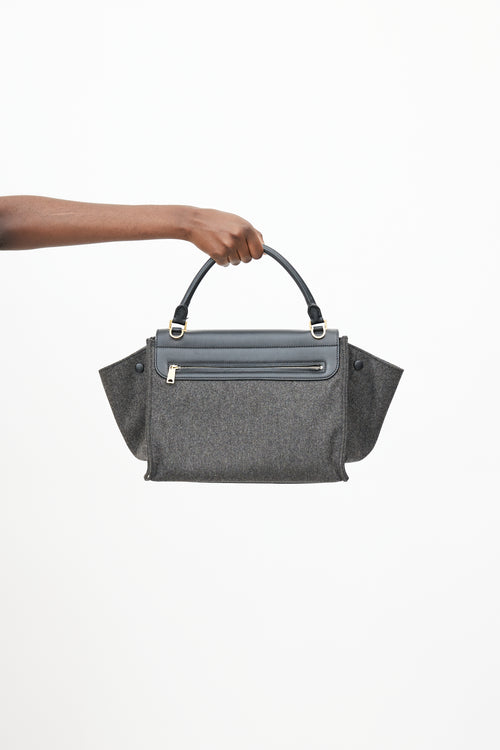 Celine Grey 
Black Trapeze Wool Bag