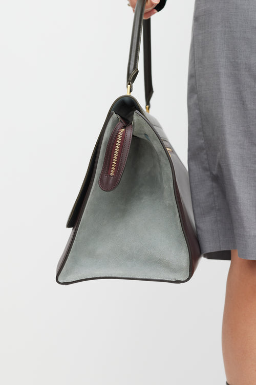 Celine Grey 
Burgundy Leather Trapeze Bag