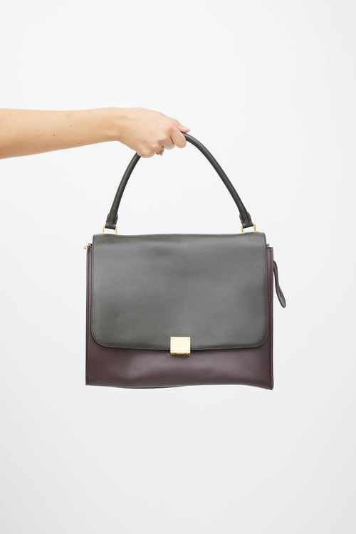 Celine Grey 
Burgundy Leather Trapeze Bag