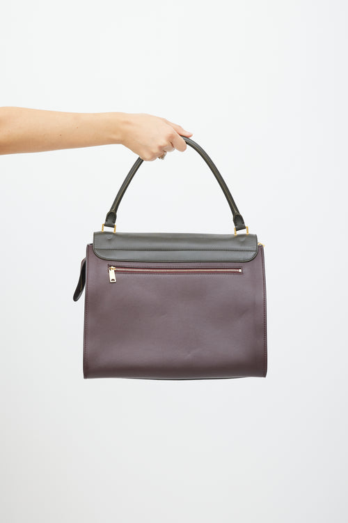 Celine Grey 
Burgundy Leather Trapeze Bag