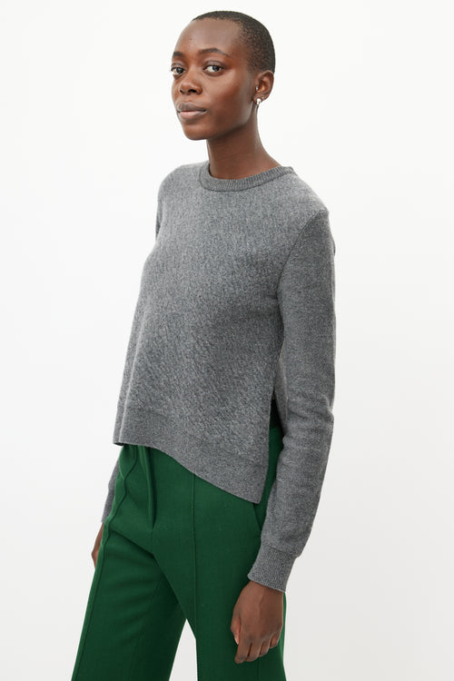 Celine Grey Cashmere Slit Knit Sweater