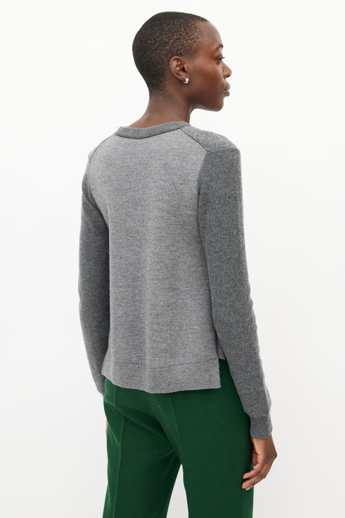 Celine Grey Cashmere Slit Knit Sweater