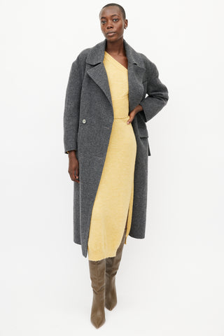 Celine Grey Double Breasted Wool Coat