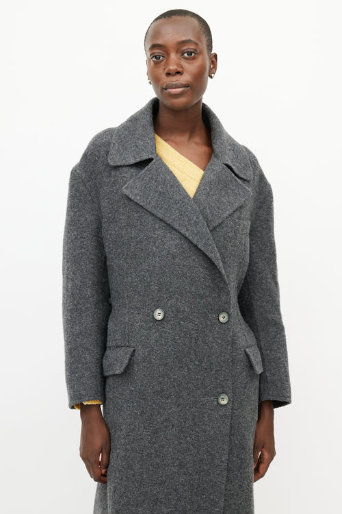 Celine Grey Double Breasted Wool Coat