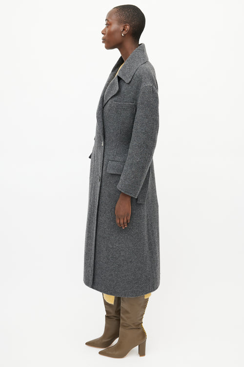 Celine Grey Double Breasted Wool Coat