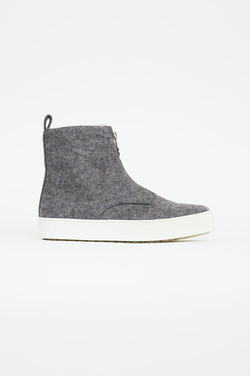 Celine Grey Wool Zip Up Ankle Boot