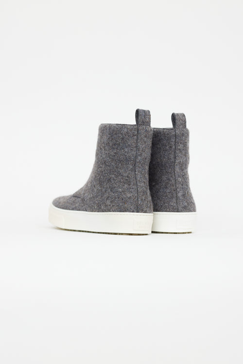 Celine Grey Wool Zip Up Ankle Boot