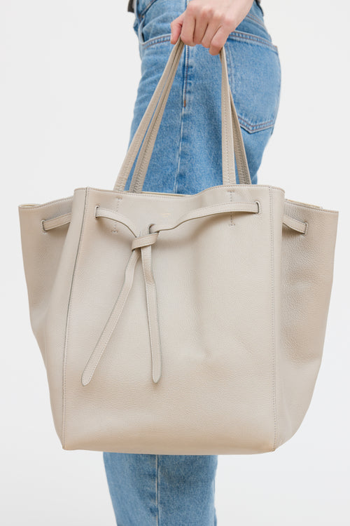 Celine Grey Leather Cabas Phantom Medium Tote