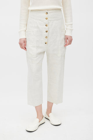 Celine Grey Linen Cropped Trouser