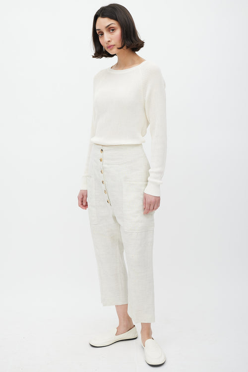 Celine Grey Linen Cropped Trouser