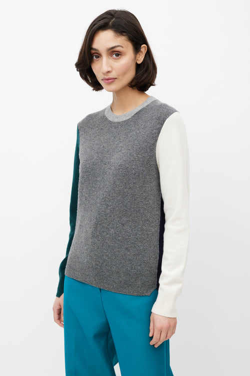 Celine Grey 
Multicolour Wool Colourblock Sweater