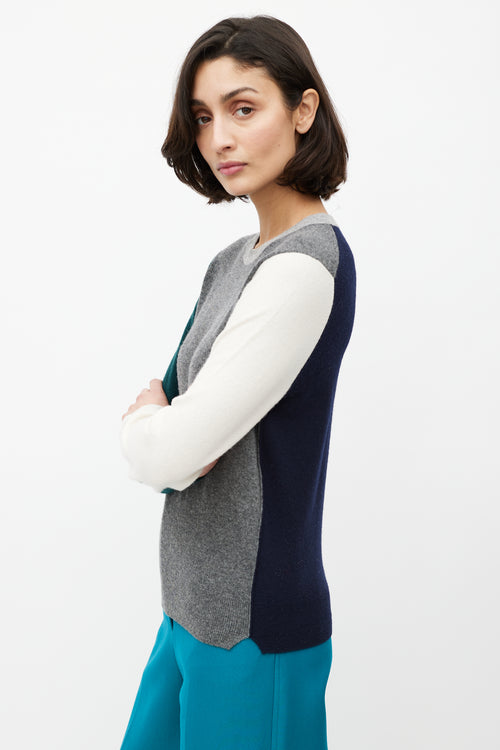 Celine Grey 
Multicolour Wool Colourblock Sweater