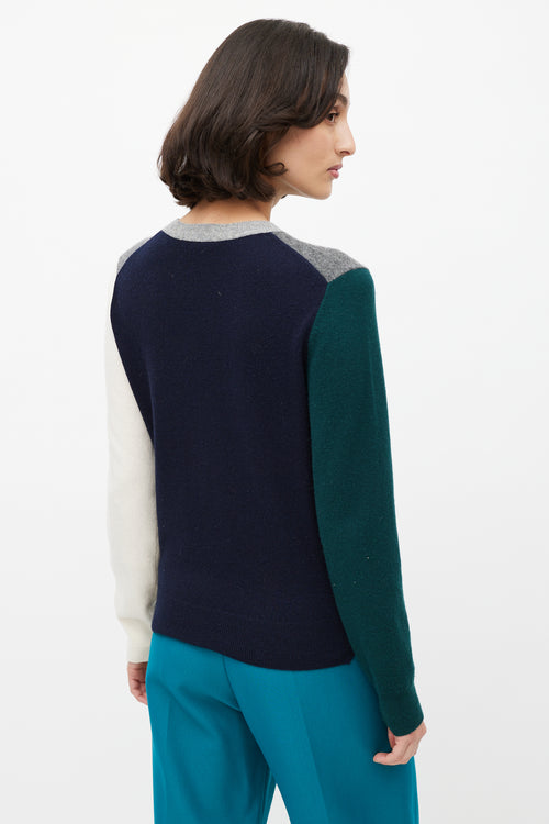 Celine Grey 
Multicolour Wool Colourblock Sweater