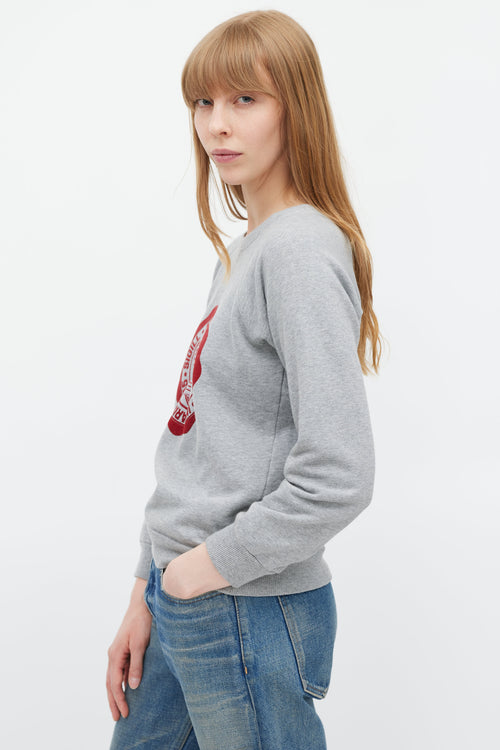 Celine Grey 
Red Crest Logo Sweatshirt