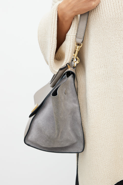 Celine Grey Trapeze Suede Bag