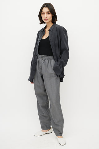 Celine Grey Wool Tapered Leg Trousers