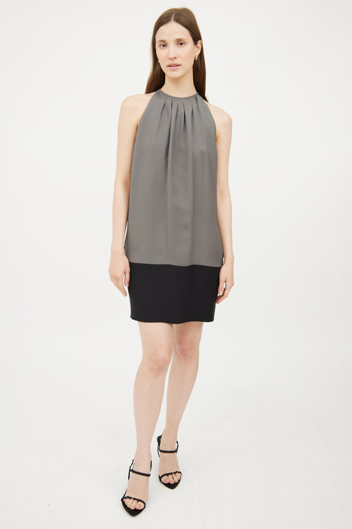 Celine Grey 
Black Panel Silk Dress