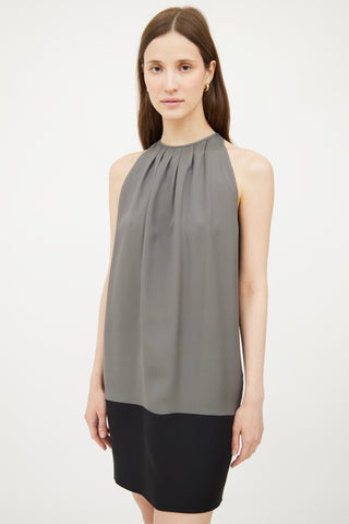 Celine Grey 
Black Panel Silk Dress