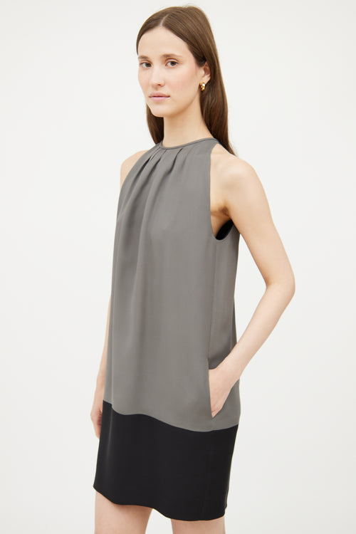 Celine Grey 
Black Panel Silk Dress