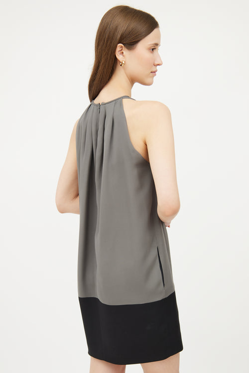 Celine Grey 
Black Panel Silk Dress