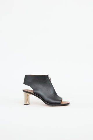 Celine Leather Zip Open Toe Bootie