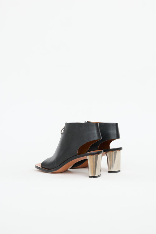 Celine Leather Zip Open Toe Bootie