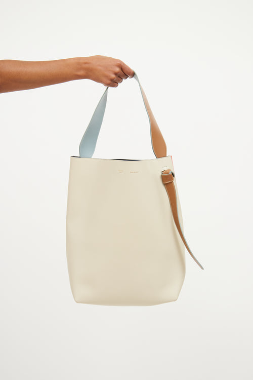 Celine Cream Tri Colour Twisted Cabas Tote