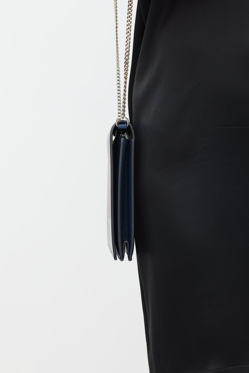 Celine Navy 
Burgundy Leather Wallet On Chain