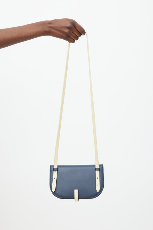 Celine Navy 
Cream Leather Strap Clutch Bag