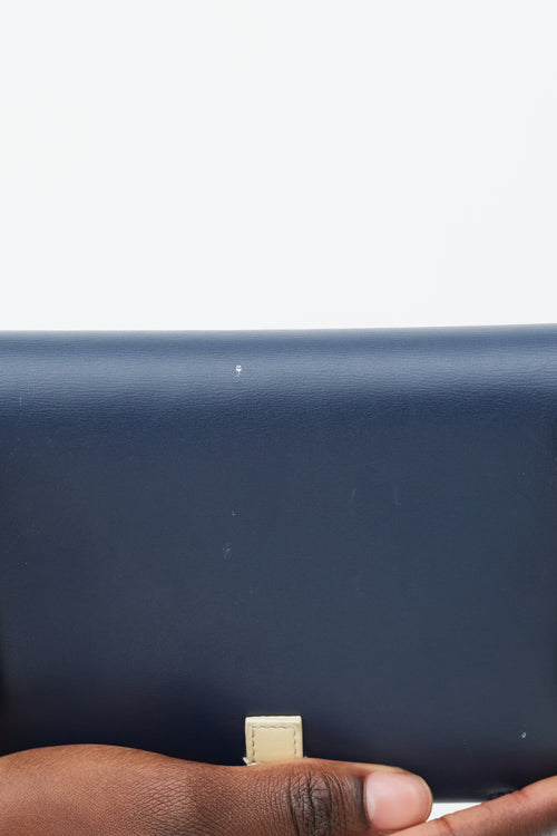 Celine Navy 
Cream Leather Strap Clutch Bag