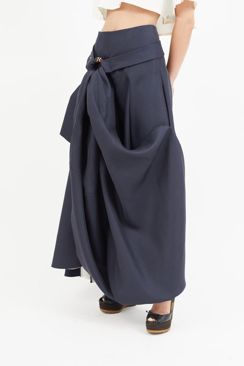 Celine Navy 
Orange Belted Ring Skirt