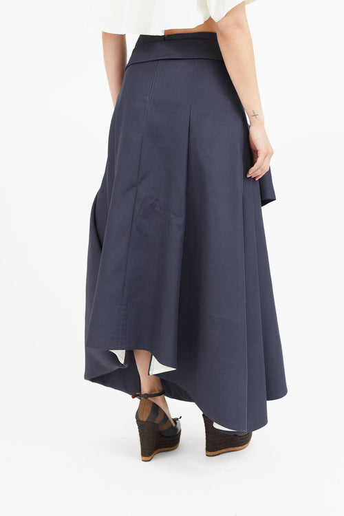 Celine Navy 
Orange Belted Ring Skirt