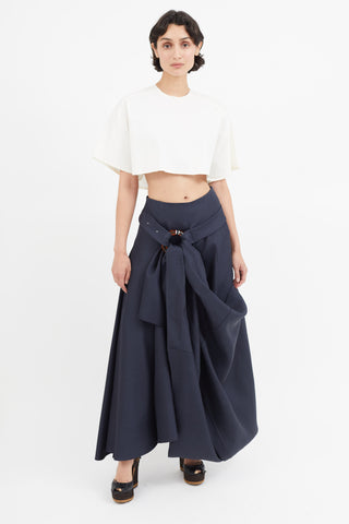 Celine Navy 
Orange Belted Ring Skirt