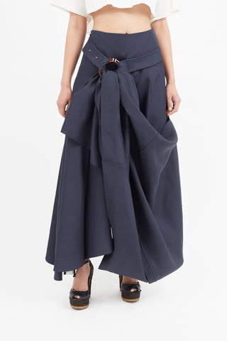 Celine Navy 
Orange Belted Ring Skirt