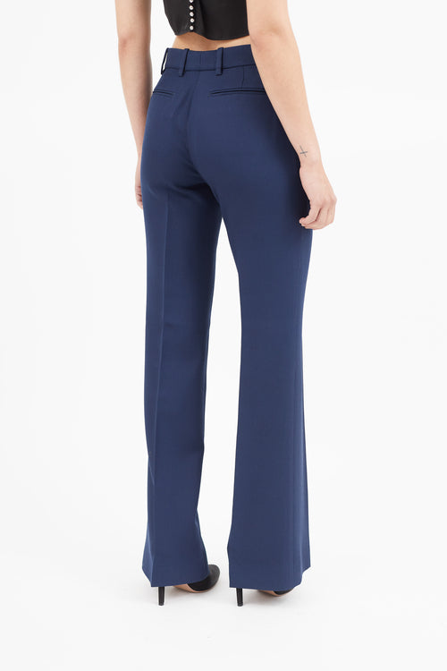 Celine Navy Pleated Wool Trouser