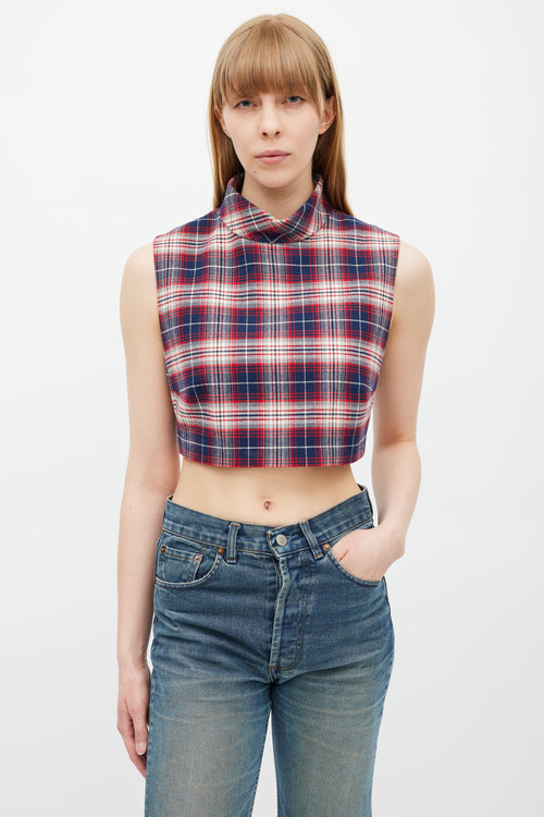 Celine Navy 
Red Gingham Top