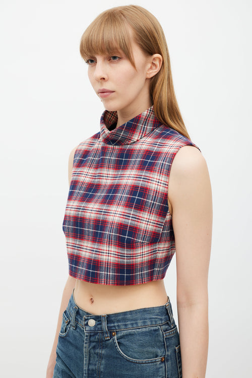 Celine Navy 
Red Gingham Top