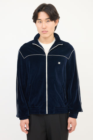 Celine Navy Velvet Triomphe Track Jacket