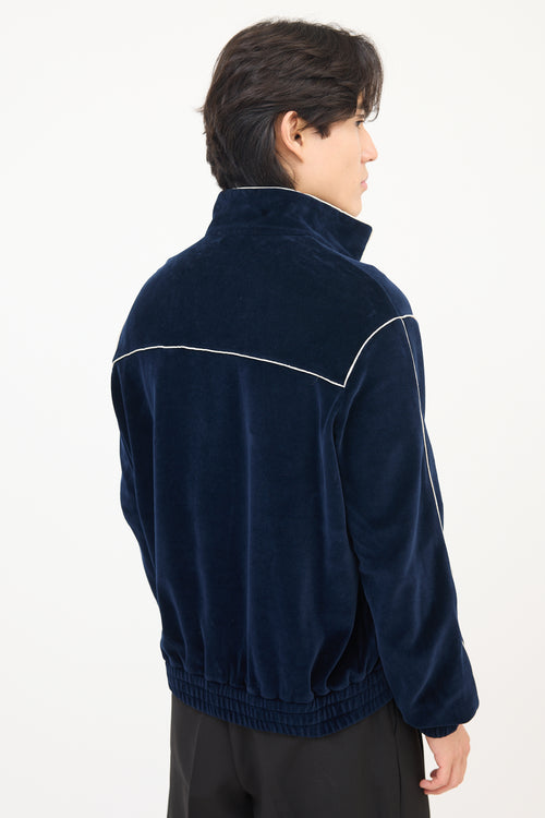 Celine Navy Velvet Triomphe Track Jacket