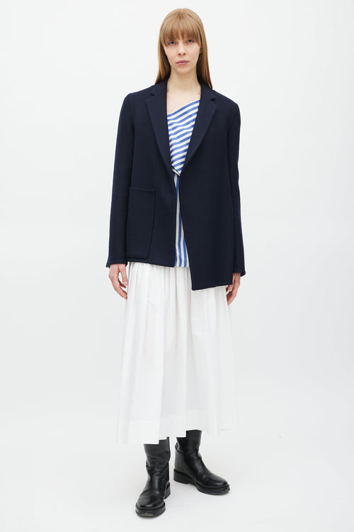 Celine Navy Wool Belted Blazer