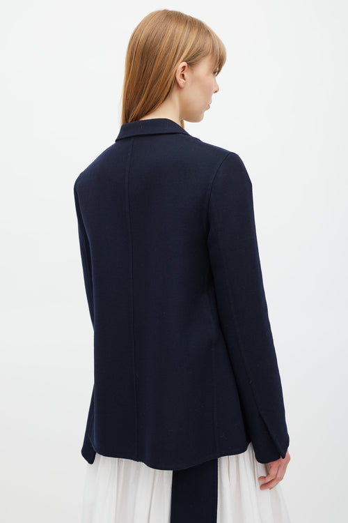 Celine Navy Wool Belted Blazer