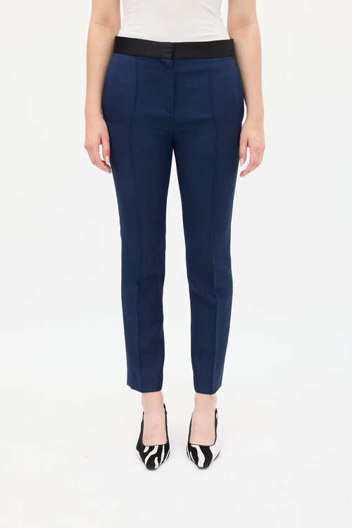 Celine Navy Wool 
Black Silk Waist Trouser