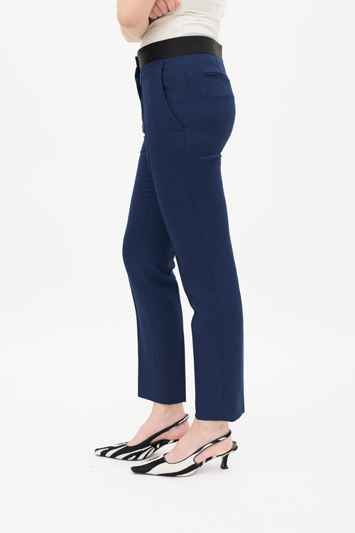 Celine Navy Wool 
Black Silk Waist Trouser